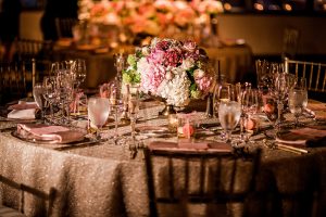 Blush and Gold Wedding Place Setting and Table