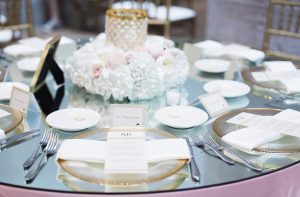 Finer Things Event Stately gold and glass wedding table