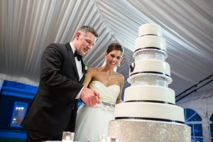 Black and White Bride and Groom Wedding Cake