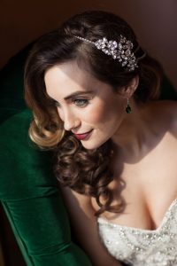 Finer Things Emerald and Gold themed Wedding Bride Portrait
