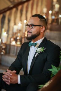 Emerald and Gold themed Groom Portrait Finer Things
